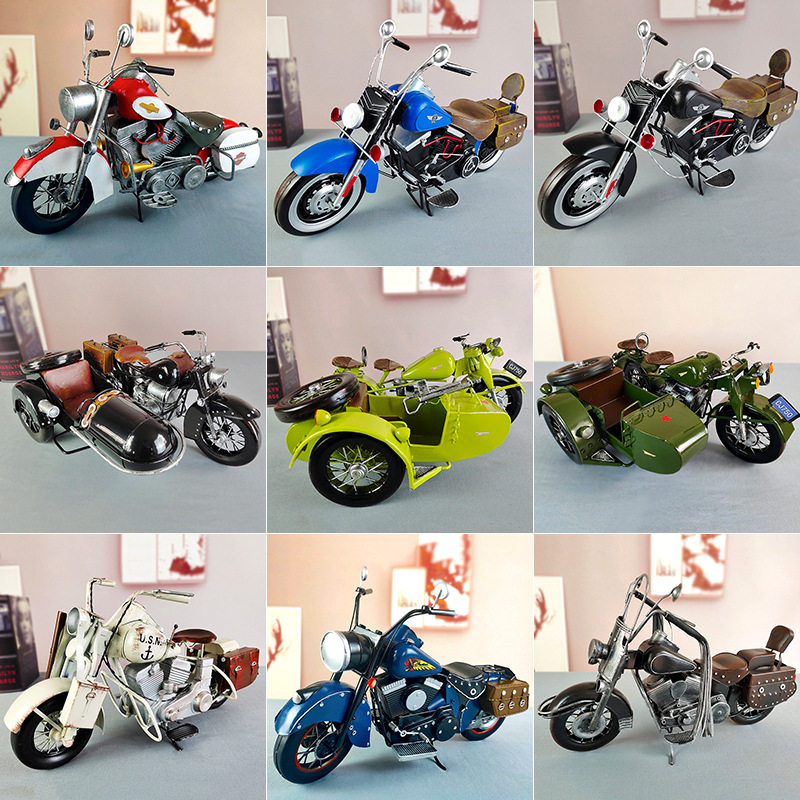 复古铁艺摩托车模型摆件创意经典哈雷机车道具饰品酒吧网咖摆饰品
