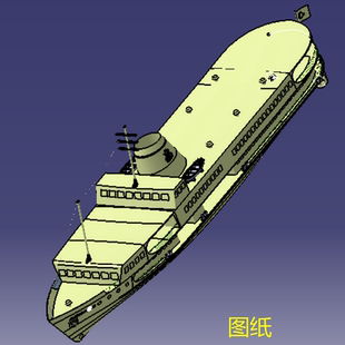 64米客运渡轮三层客船曲面造型3D三维几何数模型带救生船停机坪