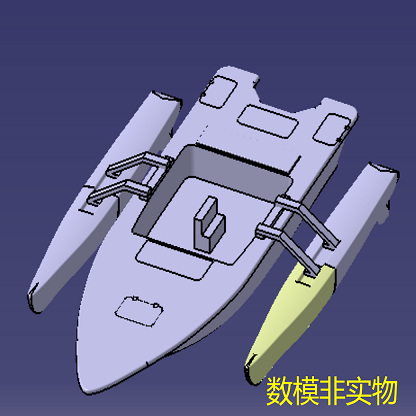 三体船小快艇3D三维几何数模型船舶小船多体CAD游船图纸stp格式