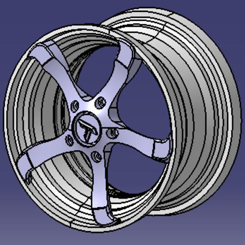 22英寸56厘米汽车轿车轮辋3D三维几何数模型实体辐条式轮辋结构