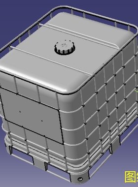 275加仑吨容量油箱桶水箱3D三维几何数模型铁框架Solidworks容器