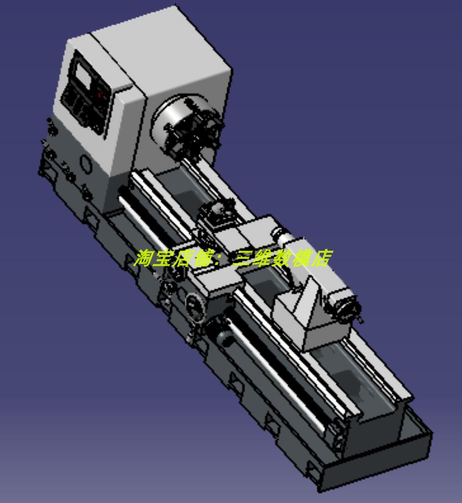 车床机械简化外观3D三维几何数模型机床身车架进给箱主轴箱stp