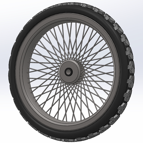 24厘米辐条式车轮胎轮辋3D三维几何数模型Solidworks图igs车胎stp