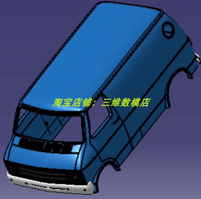 1977道奇面包车小巴车身汽车曲面外观3D三维几何数模型前后保险杠