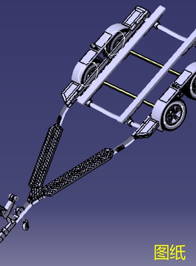 5米游艇船用拖车架托架3D三维几何数模型stp图纸钢板弹簧悬架图纸