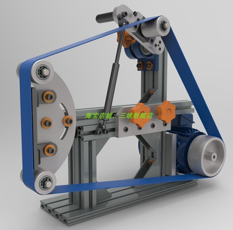 小型电动砂带磨床3D三维几何数模型机床可调节机械设备stp格式3dm