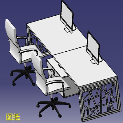 电脑桌座椅子办公桌三维几何数模型实体图纸3D打印素材转椅抽屉