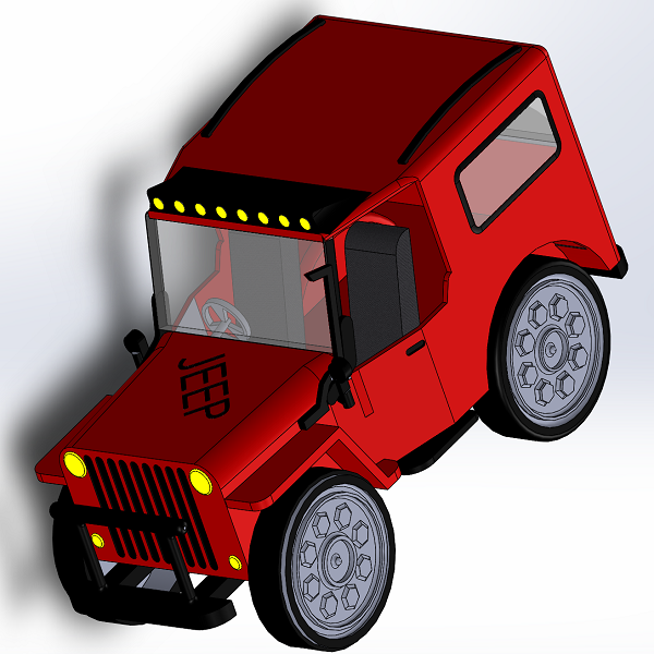 1:40吉普越野Jeep汽车身底盘车架三维几何数模型3D打印素材车轮胎