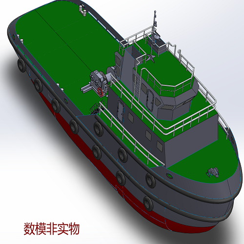 28m米拖船工程船3D三维几何数模型曲面造型三层stp图纸船舶拖轮