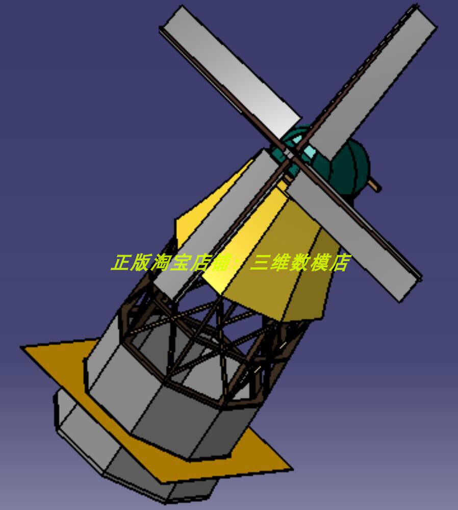 荷兰风车 木制复古大风车内部齿轮传动机构结构 3d三维几何数模型