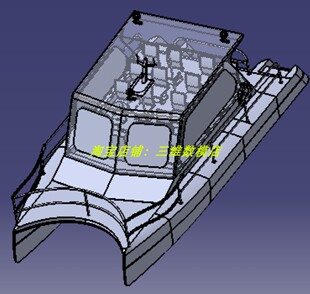 双体船16座位椅子乘客船舶3D三维几何数模型双体艇游船stp带棚屋