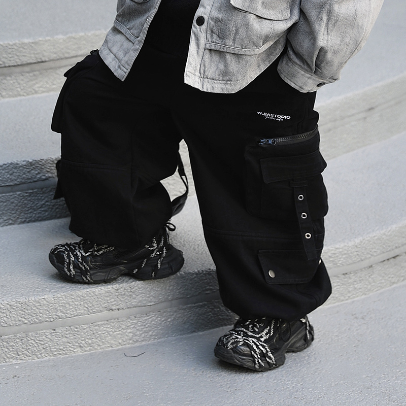 Jimmy妈童装【潮酷男孩】冬季儿童加绒加厚重工多口袋束脚工装裤