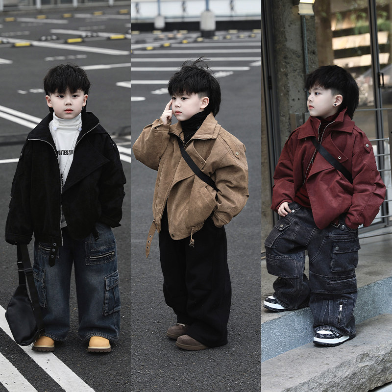 Jimmy妈童装【别具一格】复古夹克机车风翻领加绒外套,童装/婴儿装/亲子装,普通外套,淘宝优惠券,粉丝福利购,淘宝优惠卷