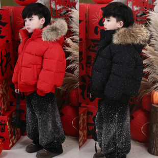 Jimmy妈童装【红运当头】冬季新款bulingbuling帽子可卸棉衣外套