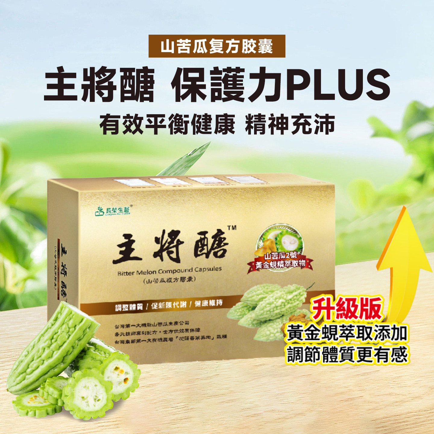 长荣生医主将糖山苦瓜胶囊台湾原装立川集团平衡中老年健康保养