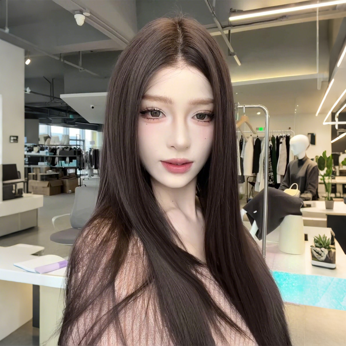 《天生女主》假发女全头套仿真人发丝日常自然黑棕色高层次长直发