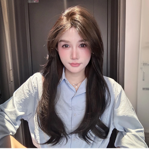 《免发网》假发补发片女仿真发半头套黑长直自然蓬松遮白发高颅顶