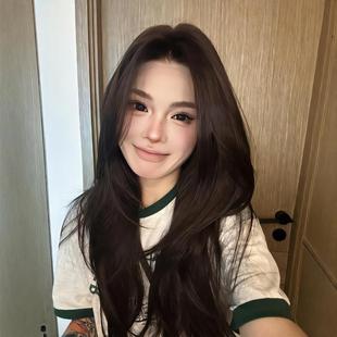 《浩存妹妹》尚蔻假发女全头套仿真人发丝气质高层次长直发黑茶色