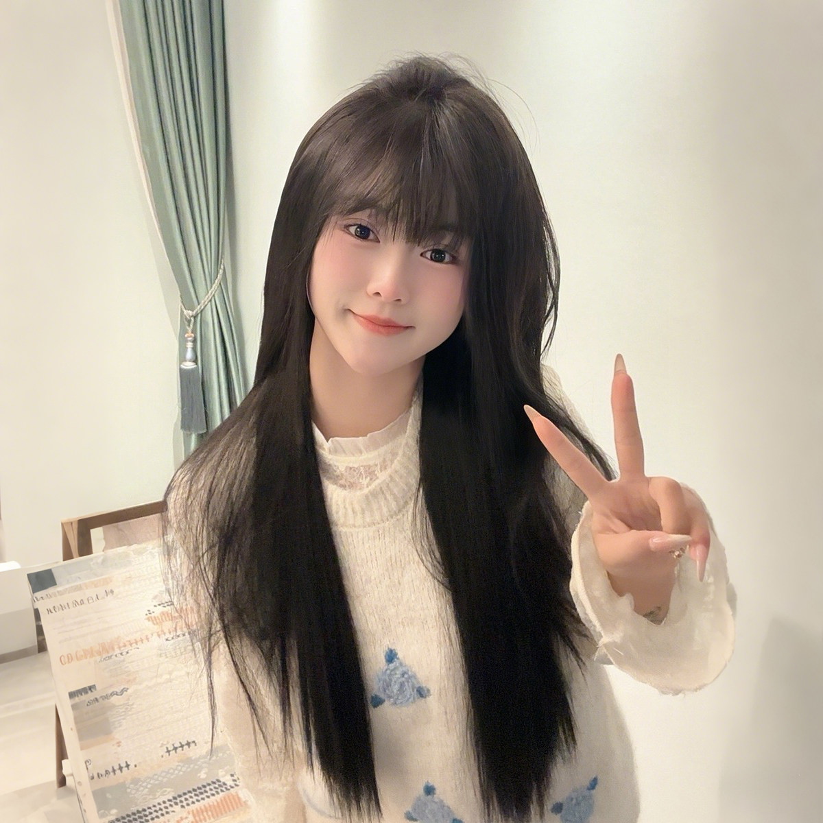 《富江》假发女全头套仿真人发丝日常齐刘海黑长直发女士显小无痕