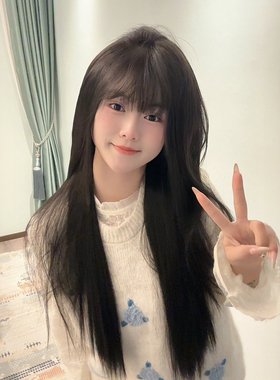 《富江》假发女全头套仿真人发丝日常齐刘海黑长直发女士显小无痕