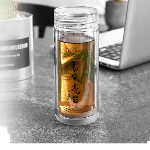 诺亚经典双层水晶玻璃手工泡茶杯