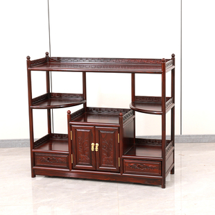 红木茶水柜印尼黑酸枝茶水柜阔叶黄檀茶水架储物柜博古架茶叶柜