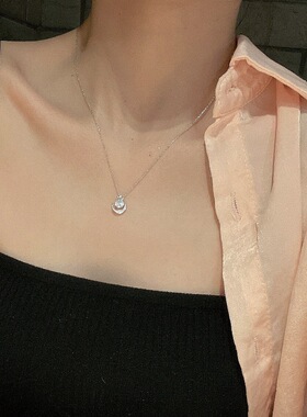 s925纯银星星月亮元素项链女新款潮网红小众轻奢风锁骨链简轻