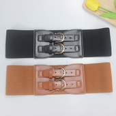 腰带 风衣收腰显瘦宽版 女士时尚 百搭双针扣弹力松紧腰封配大衣西装