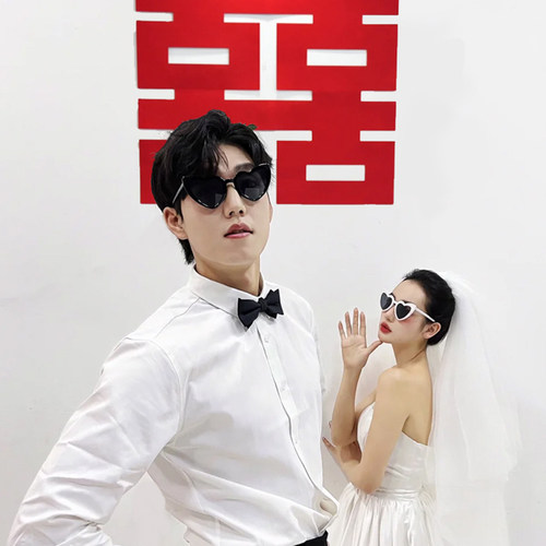 婚礼接亲伴郎墨镜结婚领证道具