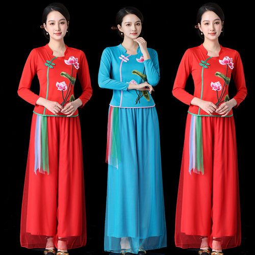 新款绣花广场舞服装套装