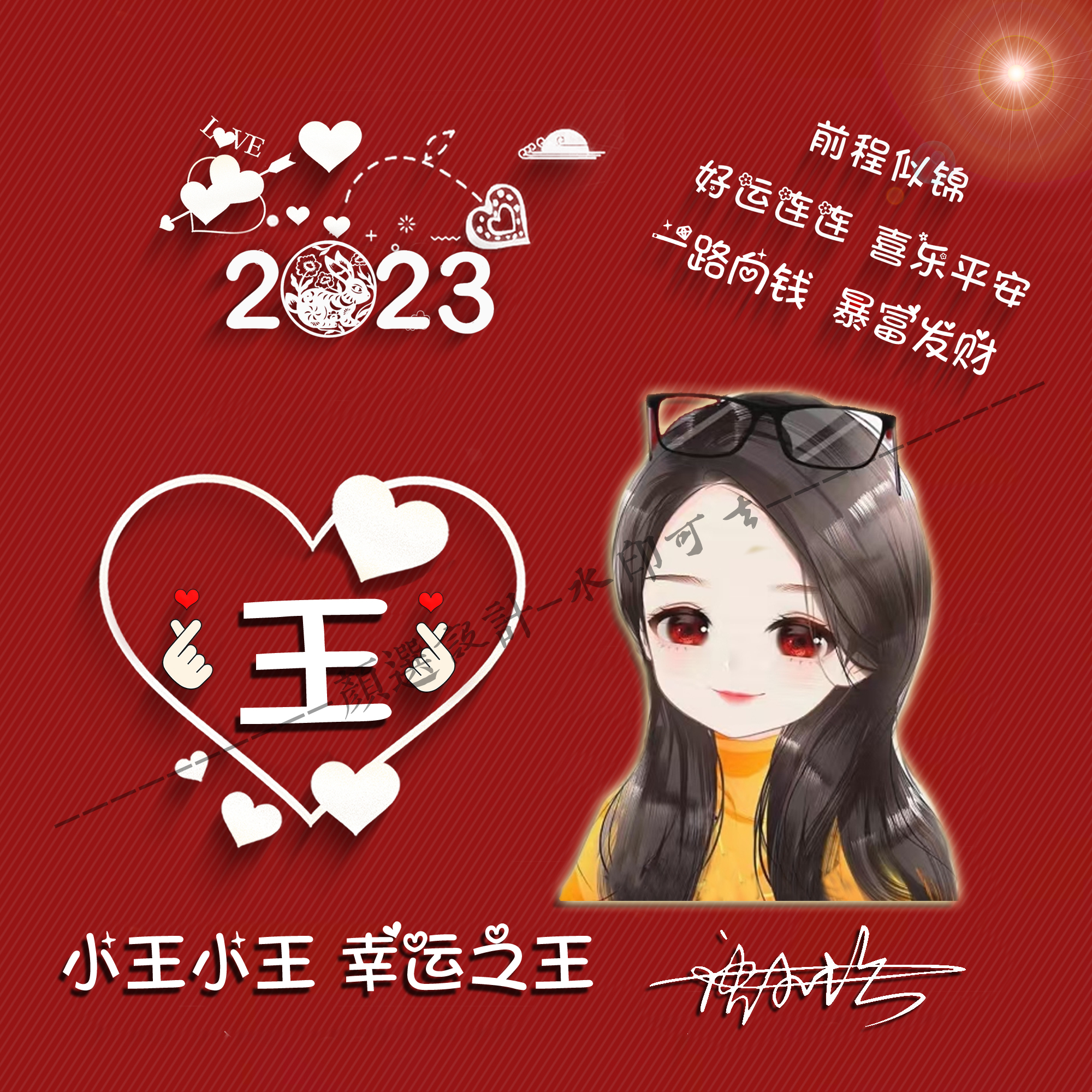2023微信头像制作兔年大吉大利个性签名头像用自己姓氏做头像