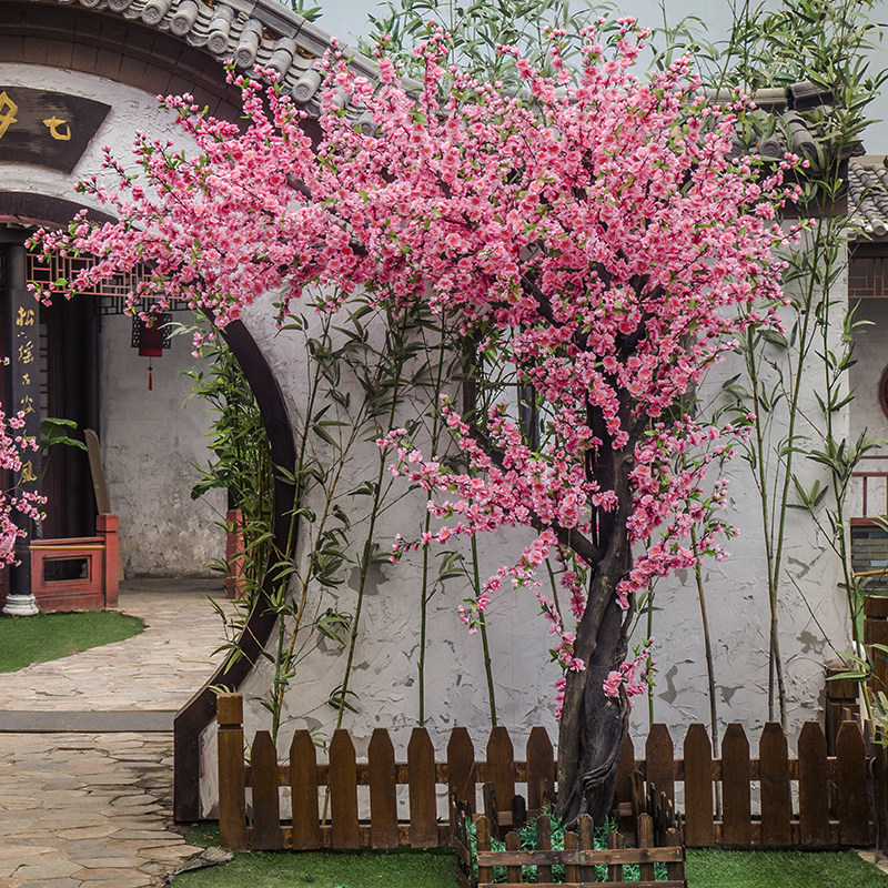 仿真桃花树花艺套装假桃花树装饰客厅落地婚庆粉色许愿桃花树包邮