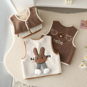 婴儿儿童马甲加绒加厚休闲背心男女童秋冬保暖护肚外穿坎肩内搭