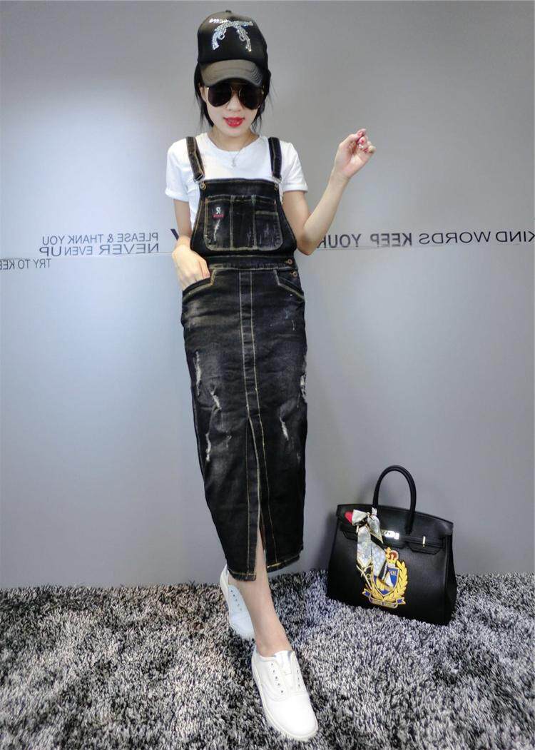 欧洲站2019新款欧货休闲修身开叉长裙破洞牛仔背带裙气质半身裙女在类目 女装/女士精品, 半身裙中 - 来自Buy2taobao.com提供专业的淘宝代购服务