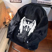 潮牌高街宽松oversize工装 美式 ins复古牛仔外套男春秋季 夹克上衣