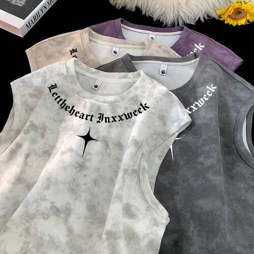 夏季扎染背心潮男穿搭