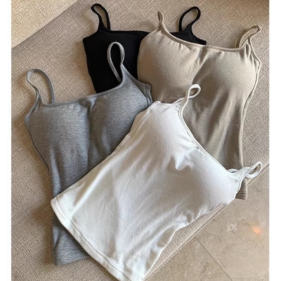 短款修身吊带上衣好版型含胸垫