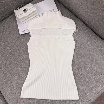 镂空半高领针织T恤韩感纯欲上衣