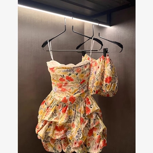 【挚爱花神】手工缝折痕双层蕾丝花边花苞裙连衣裙女