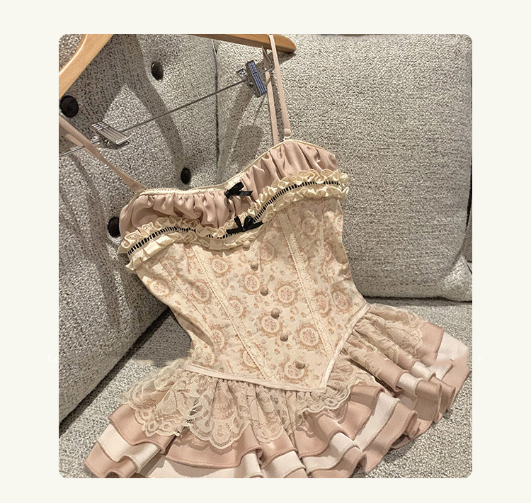 古董天使 超重工！！法式复古绑带缎面蕾丝束胸衣蛋糕裙,女装/女士精品,时尚套装,淘宝优惠券,粉丝福利购,淘宝优惠卷