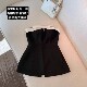Lux系列 黑色白蝴蝶结造型感百搭气质性感抹胸上衣 短裙