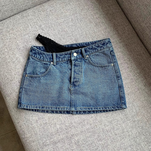 私服开版蕾丝边性感显瘦牛仔短裙