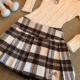 学院风高腰半身裙 美式 冬日序曲 格纹毛呢百褶裙短款