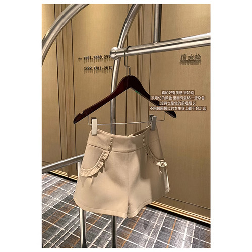 千金短裤木耳边高腰显瘦休闲裤子
