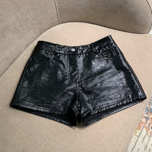 Pu皮高腰短裤 叛逆A妹 质感路线 自带纹理光泽超透气柔软
