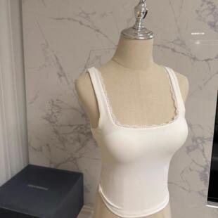 含胸垫 白色蕾丝纯欲聚拢 吊带内搭背心女 韩漫内搭