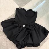 版 7比例du家钻扣蝴蝶结抹胸蓬蓬连衣短裙女 型绝了3