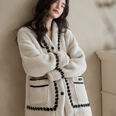 冬天睡衣女珊瑚绒加绒加厚时尚高级感可外穿法兰绒家居服套装冬款