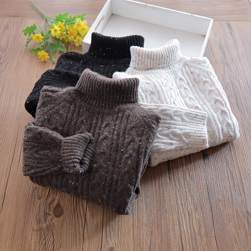 童装麻花图案高领毛衣加厚羊毛衫