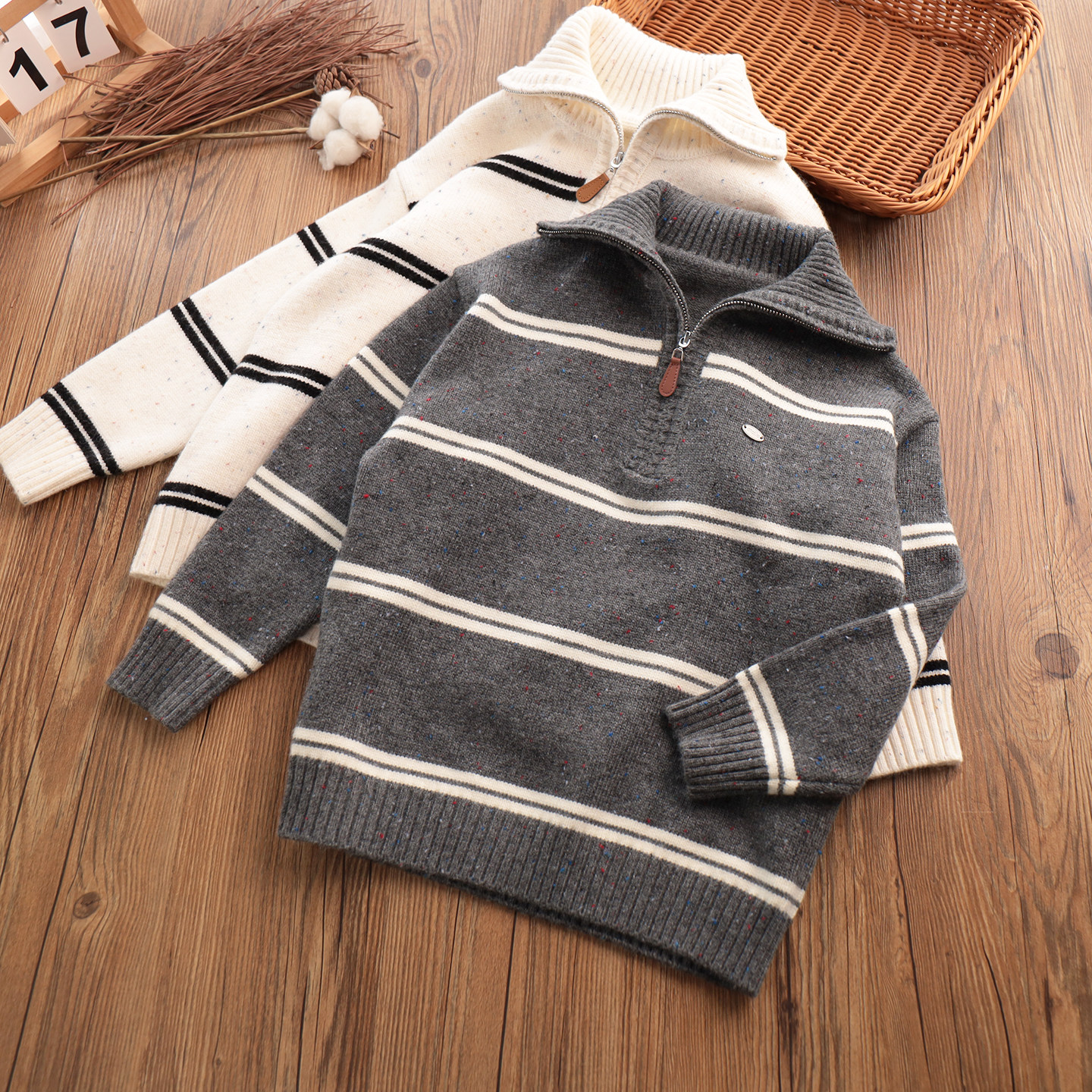 中大童秋冬季高翻领毛衣男童条纹半拉链打底针织衫洋气韩版毛线衣,童装/婴儿装/亲子装,毛衣/针织衫,淘宝优惠券,粉丝福利购,淘宝优惠卷